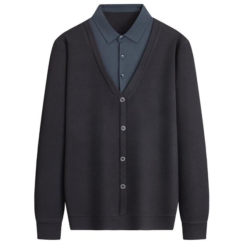 Romon Men's Faux Two-Piece Knit Sweater