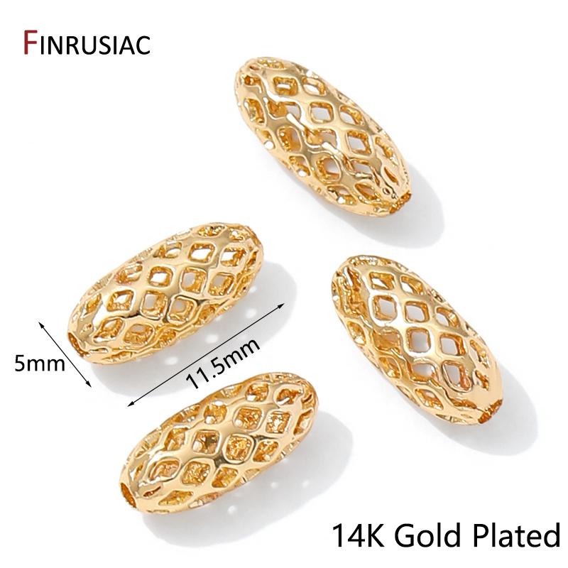 

10PCS 14/18K Gold Plated Brass Hollow Spacer Beads,Oval Separator Beads For DIY Bracelet Making Supplies,Jewelry Materials 10 pieces