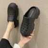 Fashion Mules Shoes Slides Home House Thick Women's Slippers and Ladies Sandals Summer 2024 with Heel Black Platform Wholesale Sale W