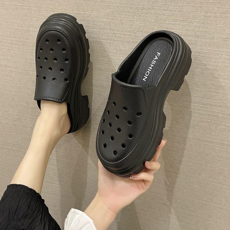 Fashion Mules Shoes Slides Home House Thick Women's Slippers and Ladies Sandals Summer 2024 with Heel Black Platform Wholesale Sale W