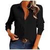 Casual Solid Color Women Loose Long Sleeve Shirt Single Breasted Lapel Pocket Stitching Fashion