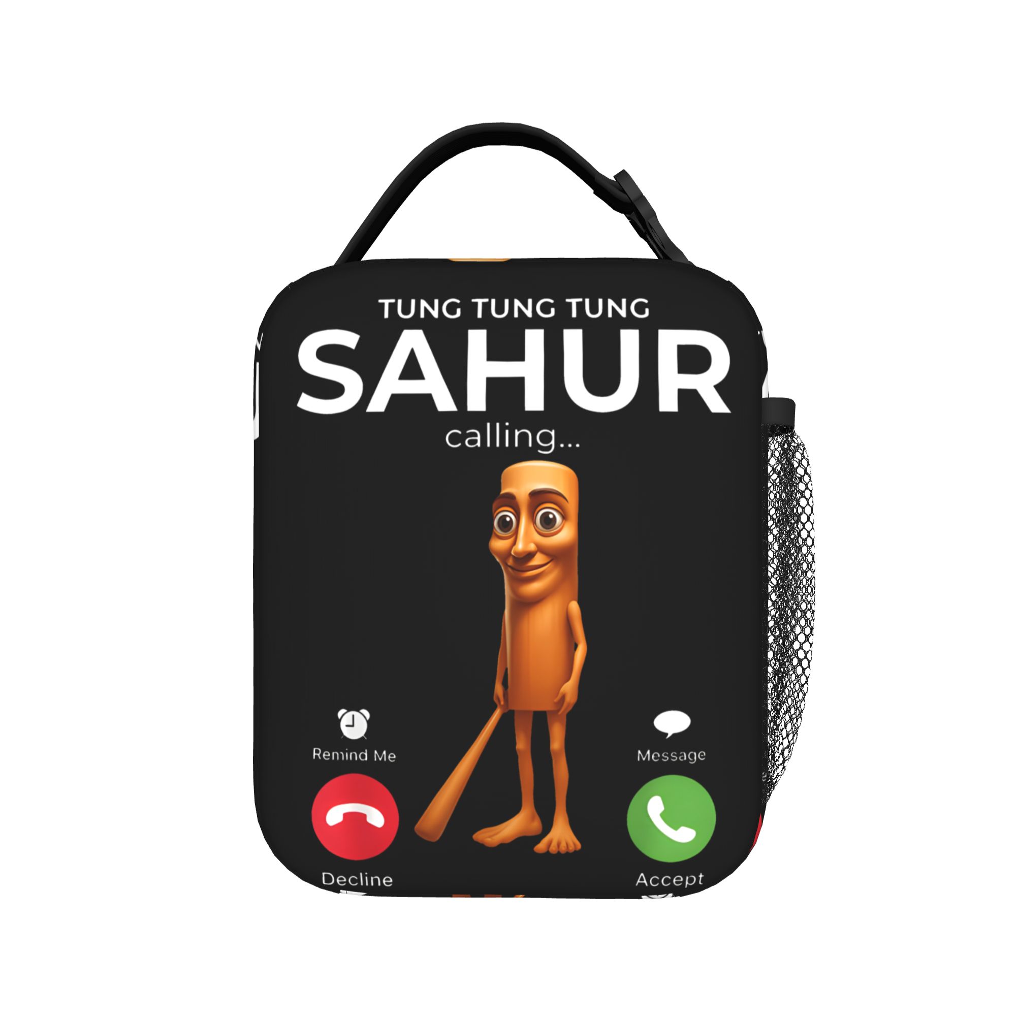 Tung Tung Tung Sahur Brainrot Geïsoleerde Lunchtas Thermische Tas Herbruikbaar, Maaltijdcontainer Draagbare Tote Lunchbox voor Mannen Vrouwen One Size