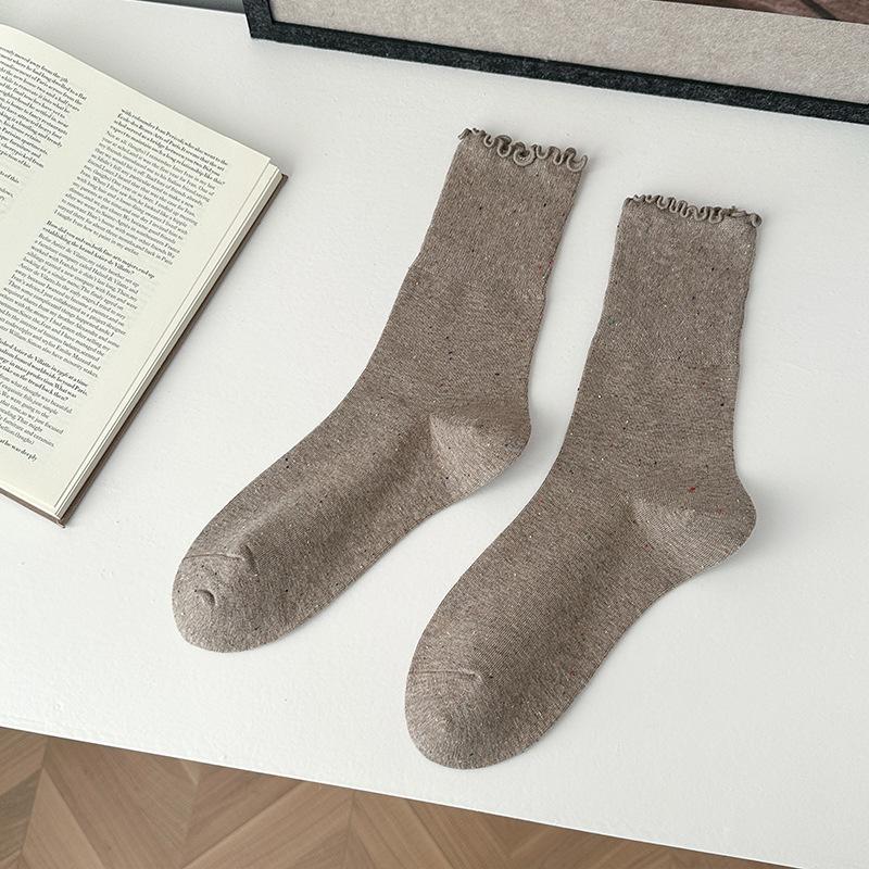 Female Spring and Autumn Fashion New Agaric Lace In The Tube Pile Pile Cotton Socks