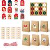 24Pcs/Set Christmas Gift Bag Santa Claus Snowman Deer Pattern Paper Treat Boxes Candy Packaging Festive Goodie Bags Decoration