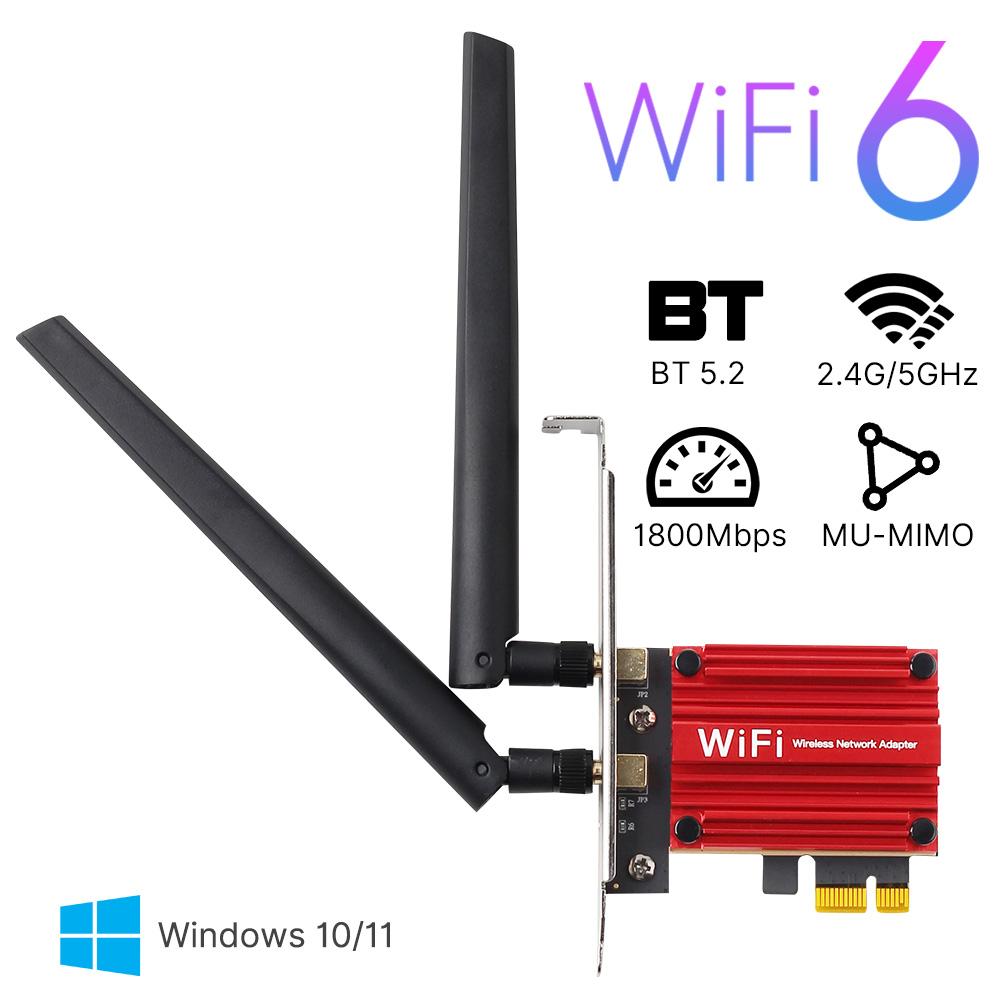 WiFi 6 PCIe WiFi Card AX1800 MT7921 Dual Band 802.11ax BT 5.2 PC Network Adapter