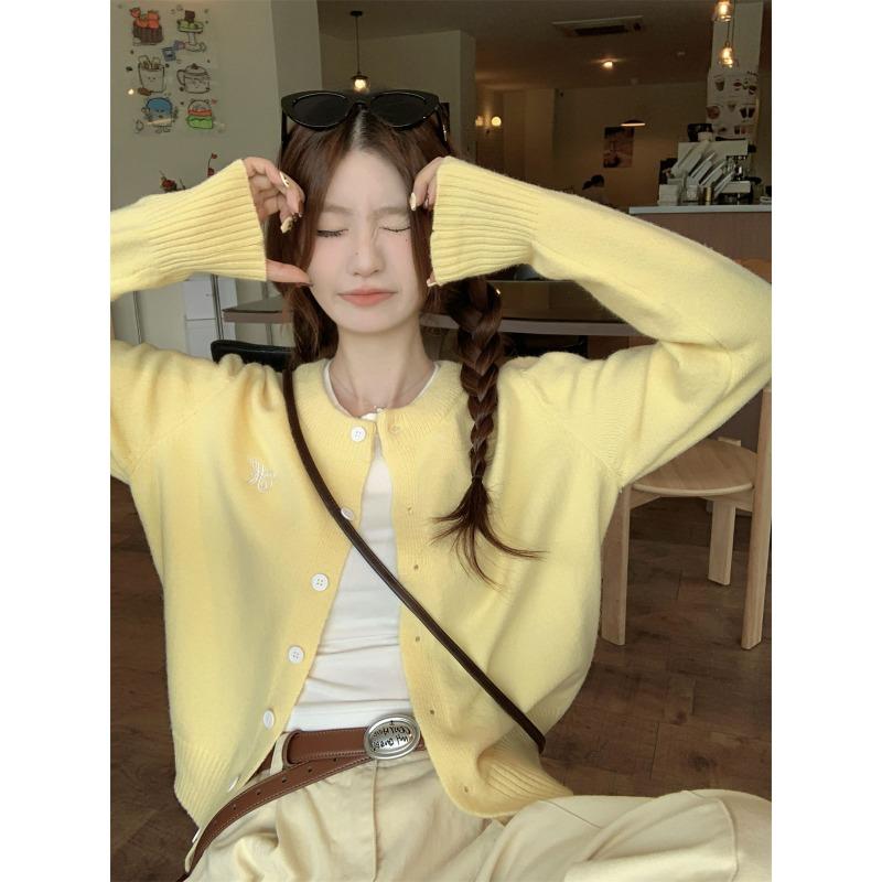 Age-reducing single-breasted sweater cardigan women's autumn soft waxy versatile embroidered knitted top jacket