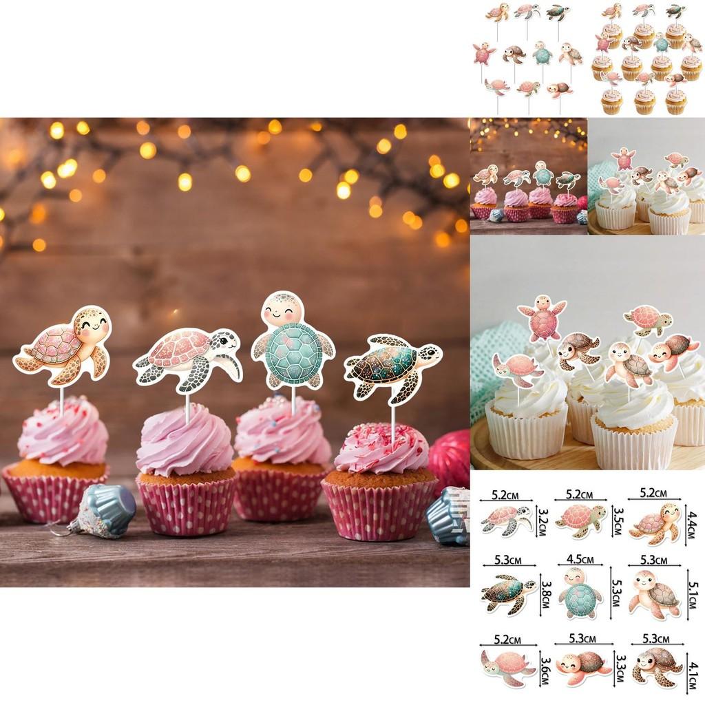 Turtle Birthday Cake Accessories With Diy Paper Placards For Event Decor