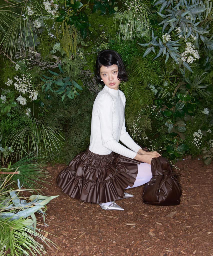Leobyui Cabbage Tiered Skirt Brown