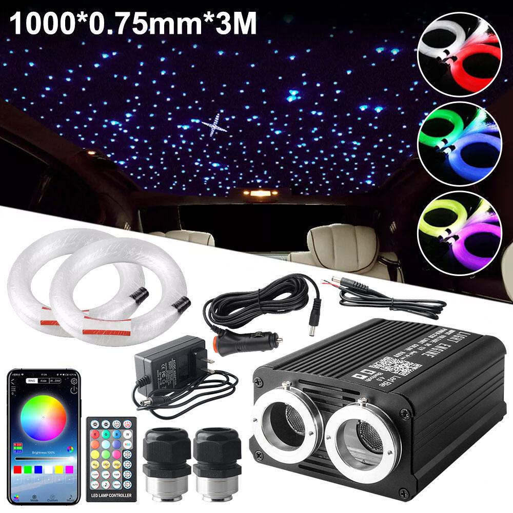 32W RGBW Double Head Car Starry Sky Music Control Car Roof Star Fiber Optic Star Ceiling kit RGBW Smart APP Fiber Optic Light
