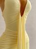 2026 summer European and American style new neck deep short skirt temperament Spice Girl backless pleated solid color dress women's clothing
