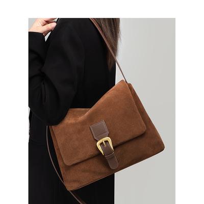 New Women's Bag Fashionable Crossbody Bag Genuine Leather High-end Suede Shoulder Bag Underarm Bag