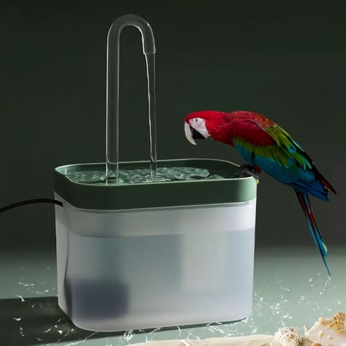 

IYOIYA Automatic Bird Bath Container with Fountain, Suitable for Budgies, Finches, and Other Birds. Features a circulating filter and USB power supply