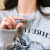 Vintage Brown Camera Pendant Necklace Female Year Niche Design Personalized Hip Hop Stacked Sweater Chain