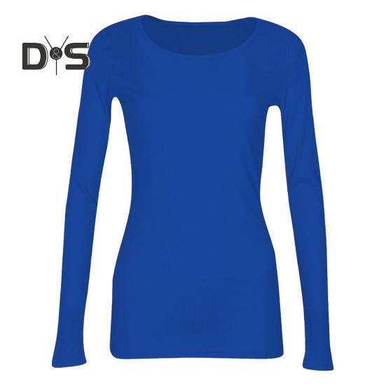 Pullover Tops Women Ribbed Long Sleeve Bottoming Top Regular Fit Lightweight Crew Neck Shirt Daily Wear