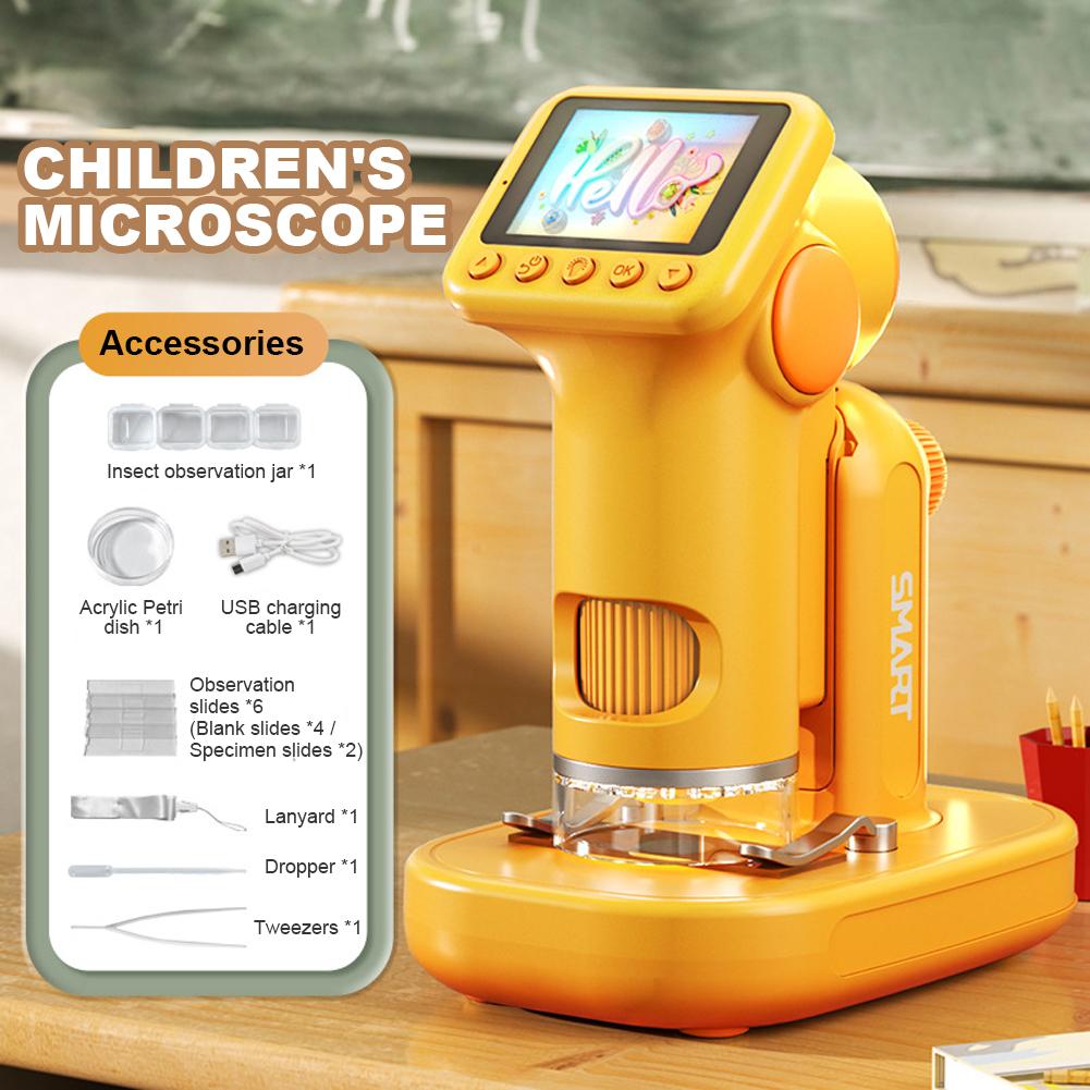 Microscope for Kids with 2 Inch Screen Portable Microscope Kids Microscope Educational Science Birthday Gifts for Girls Boys