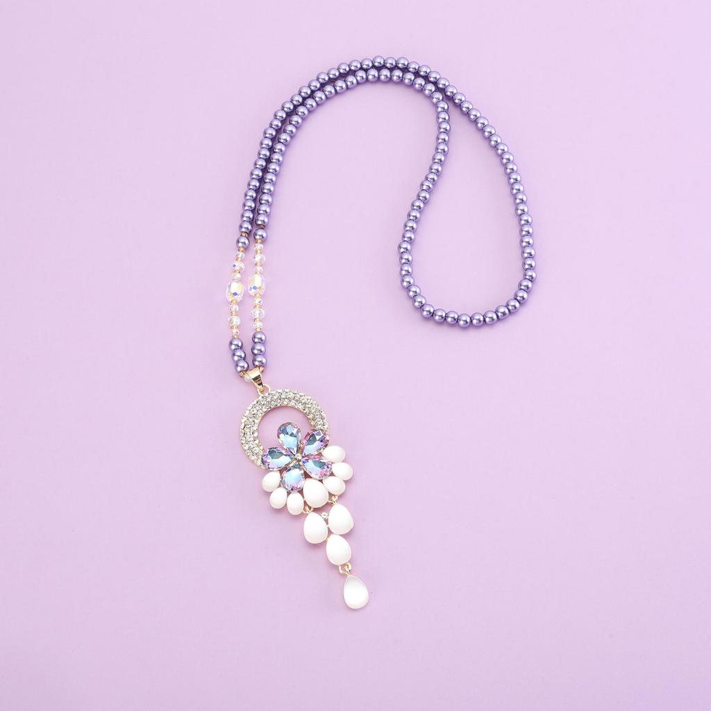 Collana a maglia con perline viola elegante 2025: Accessorio da Donna alla Moda e Versatile