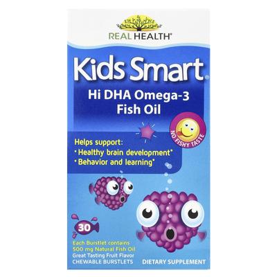 Kids Smart®, Hoher DHA-Omega-3-Fischölgehalt, Fruchtgeschmack, 30 Kaubare Burstlets
