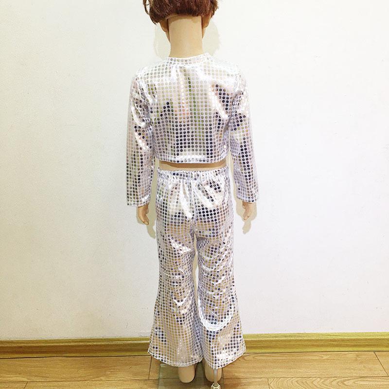 Kinderen Polka Dot Pailletten Zeemeermin Optreden Kostuum Bell Bottoms