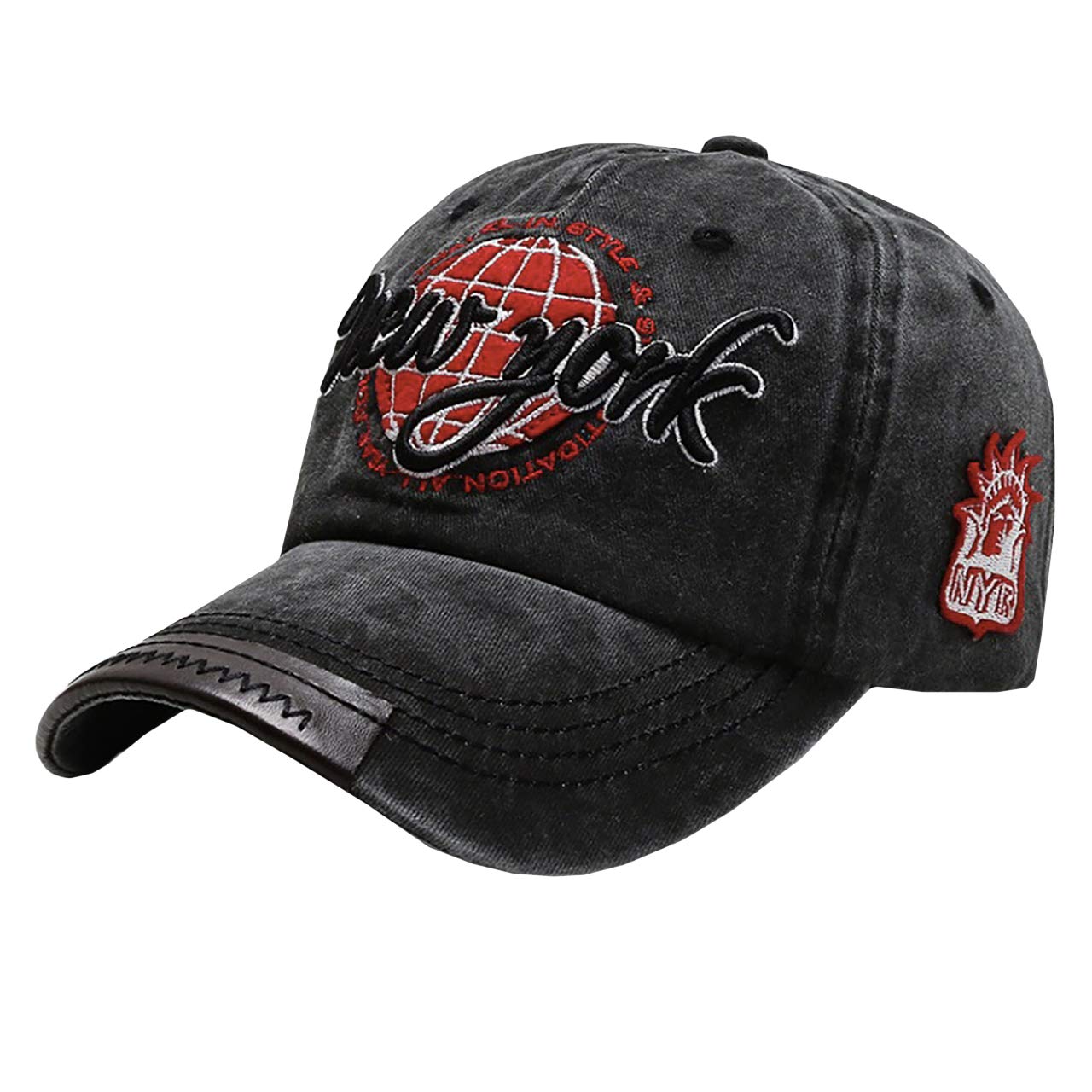

WHITE FANG Hat Vintage Damaged Cap Logo Cool Stylish Leather CA420 Men s (02 Black)