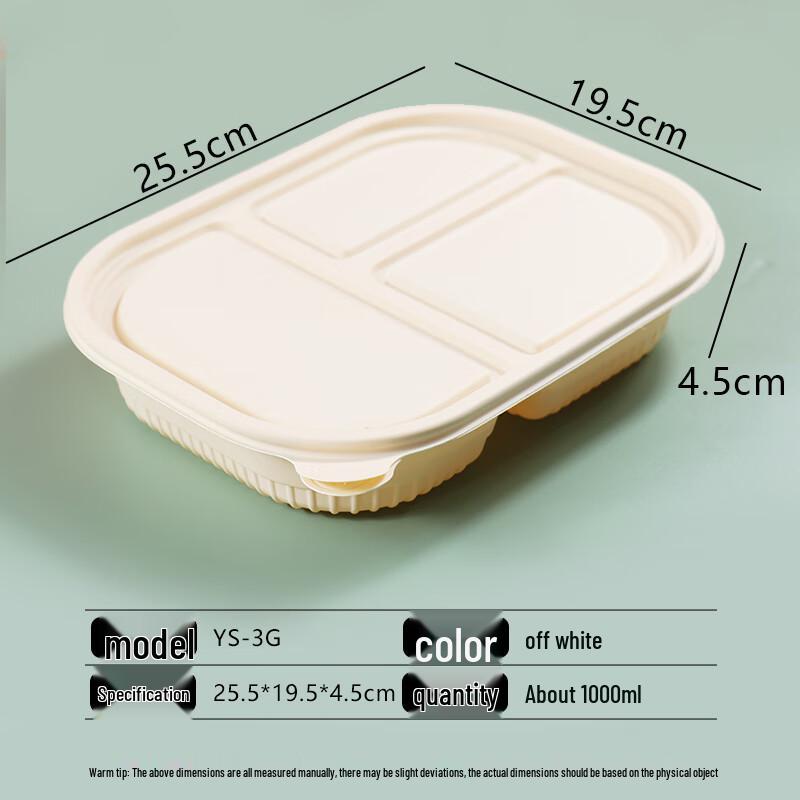 Biodegradable Corn Starch 3-Compartment Takeaway Lunch Boxes