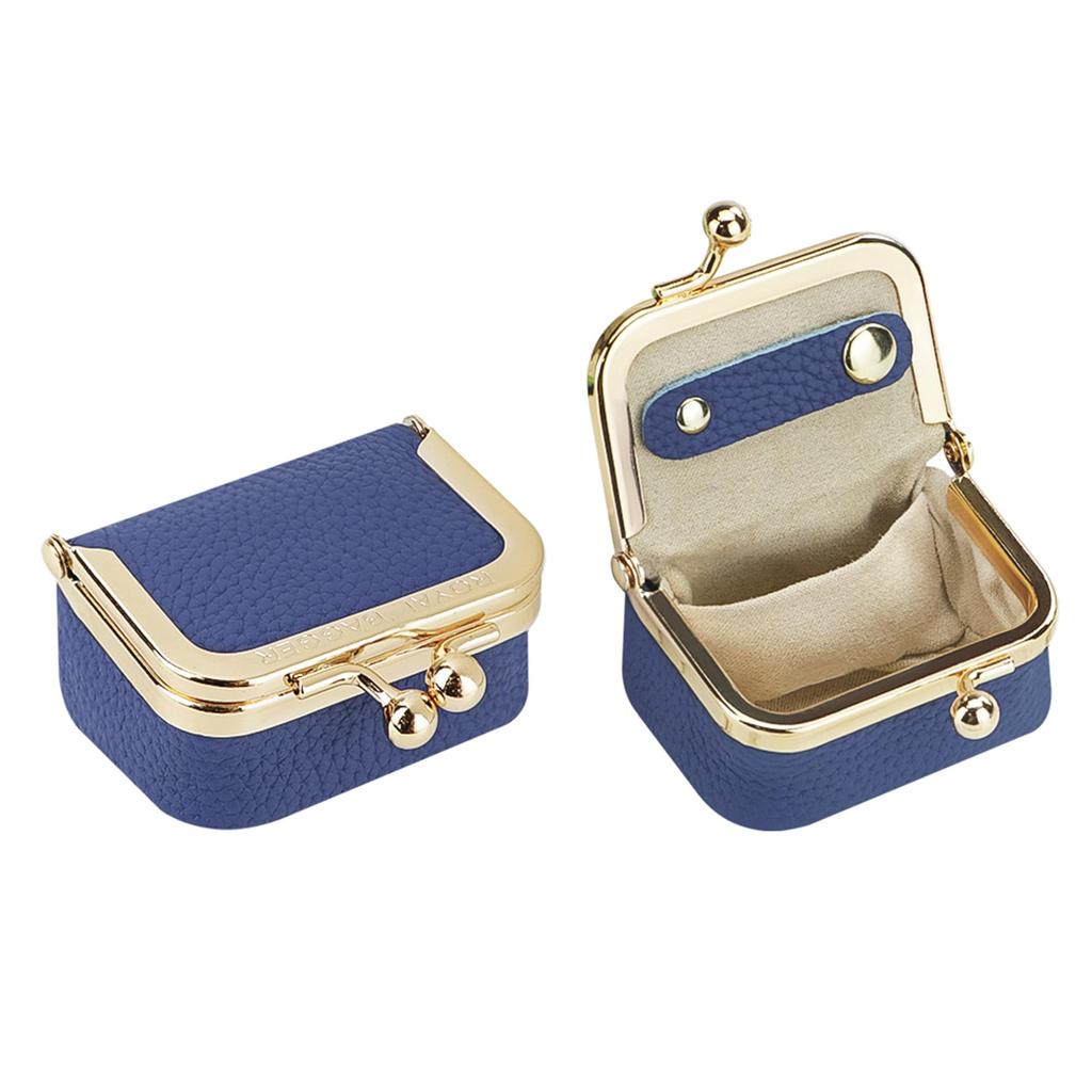 Royal Bagger Genuine Leather Mini Jewelry Box Women's Coin Purse Solid Color Kiss Lock Change Pouch Casual Style Small Storage Bag for Women 1894