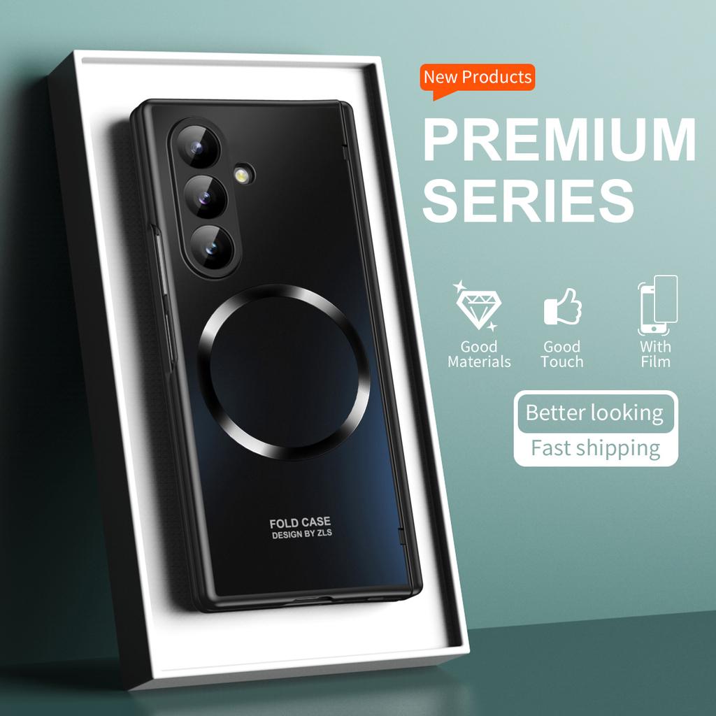 For Samsung Galaxy Z Fold 7 Case Hard plating Magnetic wireless charging Protective Back Cover Case For Z Fold7 6 5 Phone Shell