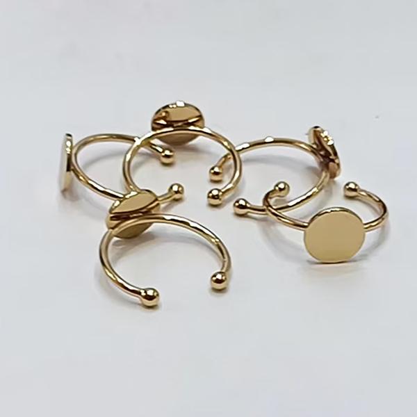 5 Stück Edelstahl-Rohlinge für offene Ringe in Goldfarbe mit Cabochon-Kamee-Fassungen in verschiedenen Größen für die Schmuckherstellung (DIY-Ringe)