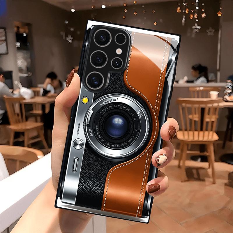 Brown-black camera fashion phone cases phone case mobile phones glass for Samsung Galaxy S26 S25 S24 S23 S22 FE,Ultra,Plus