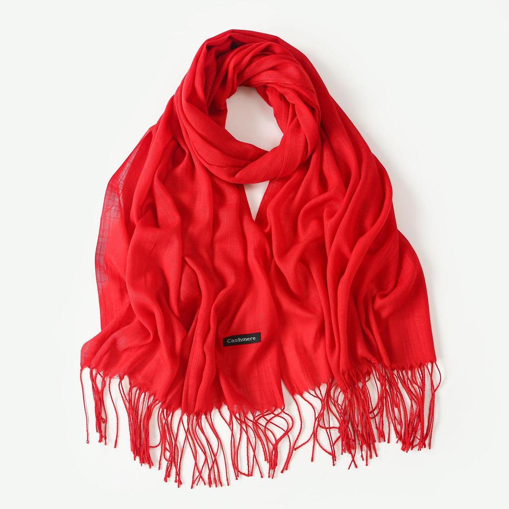 Trendy Niche Silk Scarf: Bamboo Yarn Tassel Shawl for Women