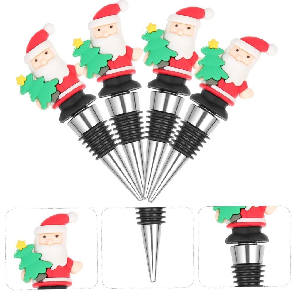 Twist Cap Christmas Wine Bottle Stopper Reusable Christmas Bottle Sealing Plug  Holiday Party
