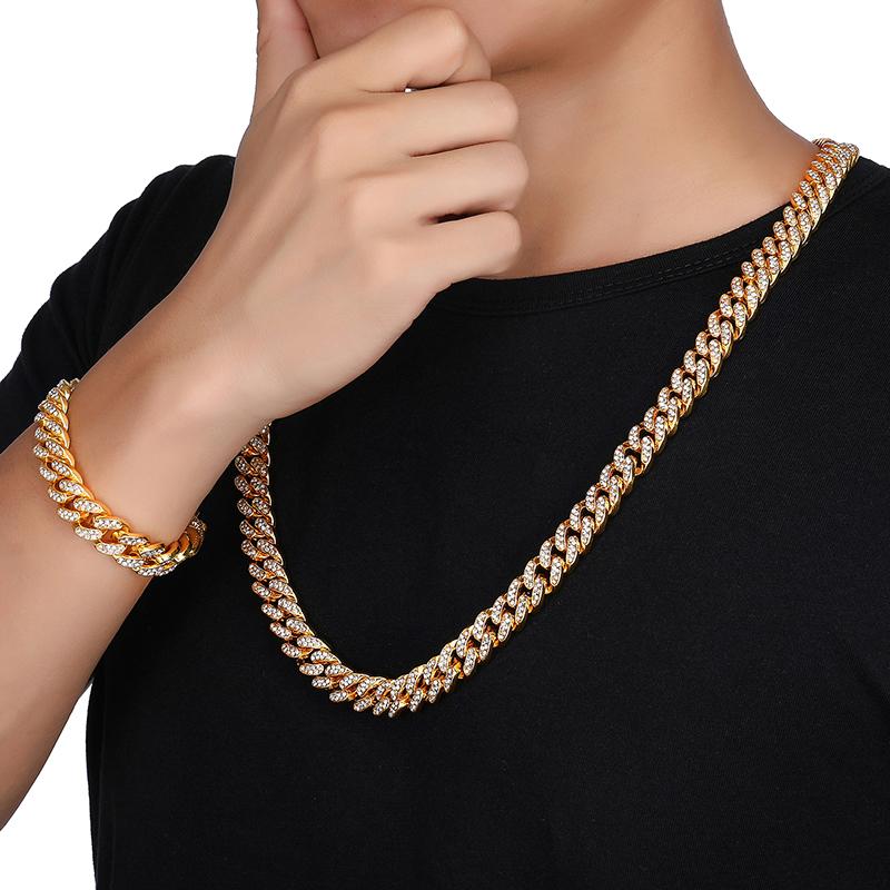 Chaînes pour hommes de 12,5 mm glacées Hip Hop Bijoux pour femmes Collier de chaîne cubaine en diamant de mode Bijoux de glace pour hommes Chaîne à maillons cubains