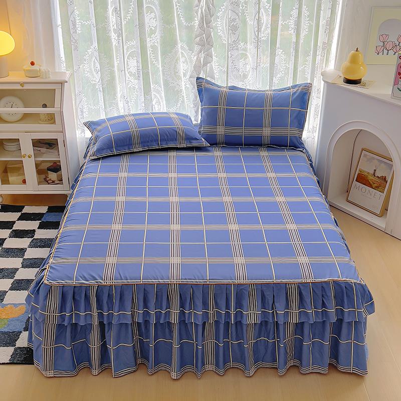 Double Bed Skirt Simple Style Bedspread Queen Size Bed Cover Breathable Mattress Protector Falda De Cama (Pillowcase Need Order)