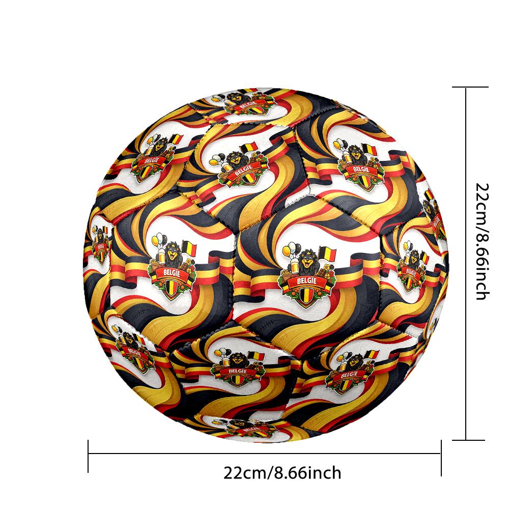 Pallone da Calcio Stampato Belgio Taglia 5 Resistente all'Usura Standard per Allenamento Adulti Regalo per Fan per Partite Sportive Indoor Outdoor