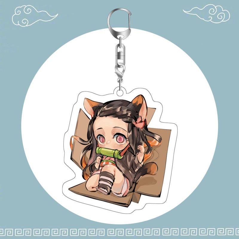 Anime Demon Slayer Keychain Acrylic Charm Cartoon Accessory  Dropshipping Support Custom Bulk Order Gift for Fans 6cm