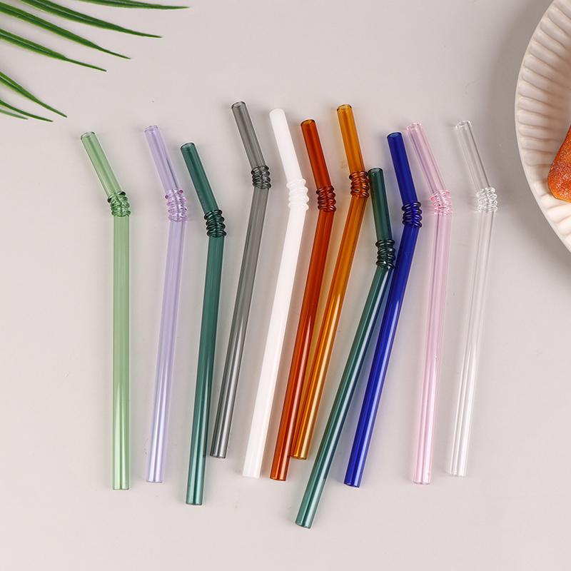 1Pc Reusable Glass Straws Colorful Drinking Straw Eco-Friendly High Borosilicate Glass Straw Party Favors Bar Drinkware