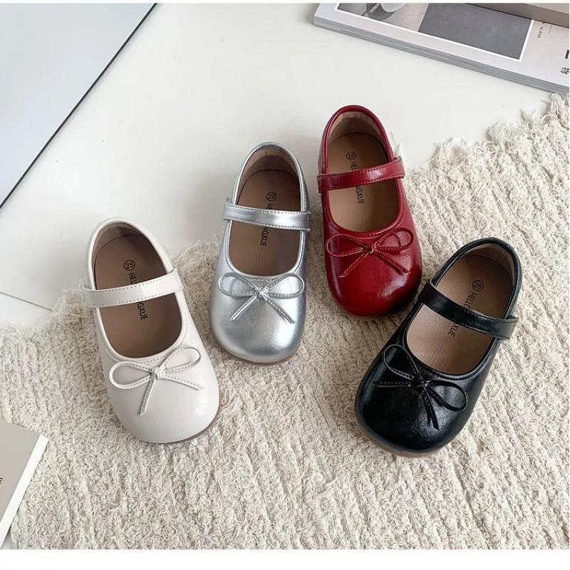 Youth Style Shoes Girls Ballet Flat Shoes Soft Sole Princess Style Slip-On Kids Fall Black Red