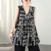 Oversized Cotton Vintage Floral Casual Loose Tank Tops for Women Summer T-shirt
