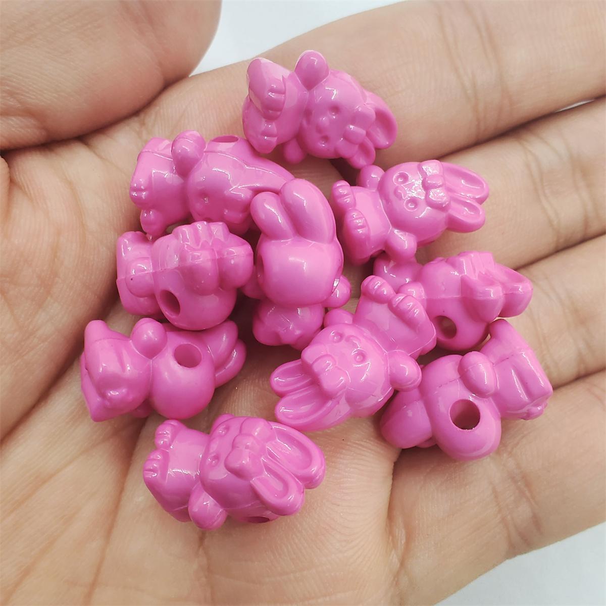 

30 шт. акриловые бусины с мультяшным кроликом, кулон с кроликом, детские ювелирные изделия, однотонные украшения для волос ручной работы, аксессуары розы красного