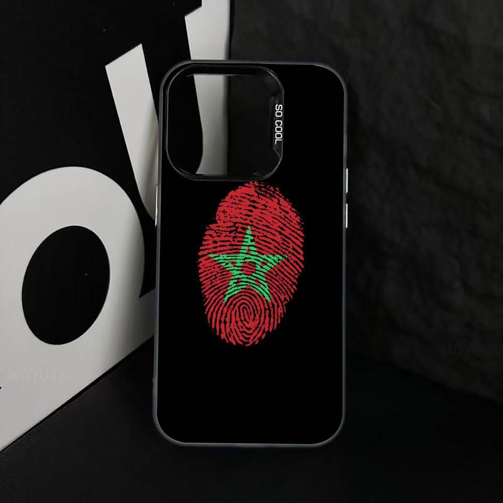 M-Morocco F-Flag Phone Case For iPhone 17,16,15,14,13,12,11 Plus,Pro Max,XS,Colorful Silver Black Cover