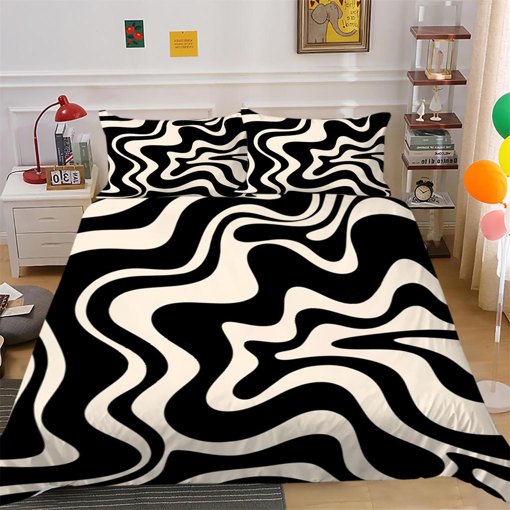 Set Copripiumino Copripiumino a Righe Federa Decorazione Camera da Letto Completo Copripiumino Copriletto