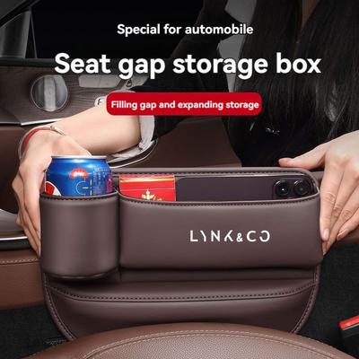 Multifunction Leather Car Seat Organizer Box Gap Filler With Cup Holder For Lynk & Co 01 Phev 02 03 05 06 09 Mhev EM-F Styling