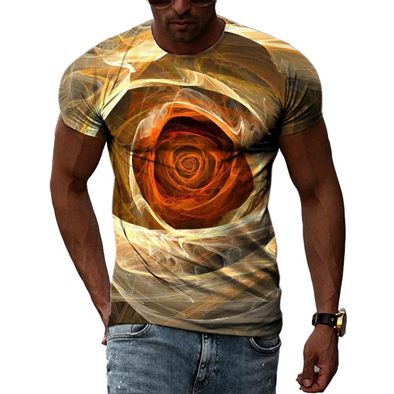 Men's Casual Fashion 3D Printed Abstract Color Graphic T-Shirt Street Style Summer  Hip Hop Harajuku