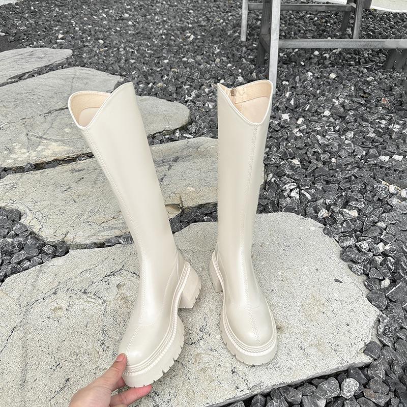 Off-white boots women's boots autumn and winter new tall boots small thick-soled thick-heeled knight boots