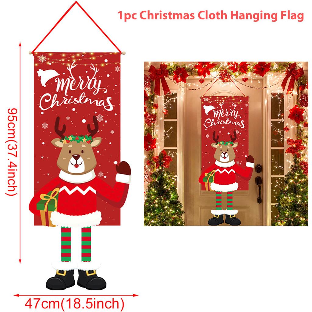Wisząca flaga świąteczna Baner na drzwi ganku Dekoracje świąteczne do domu 2024 Ozdoby Prezenty świąteczne Navidad Wystrój noworoczny 2025