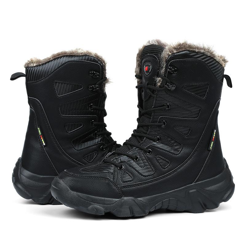Winter New 2025 Large Size Boots Warm Thickened Hiking Shoes Northern Hairy Men's High-top Snow Boots
