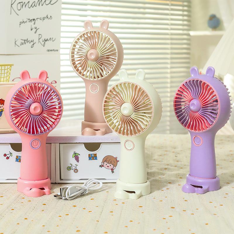 Portable Cute Macaron Color Rabbit Fan - Ideal for Students & Summer Festivals