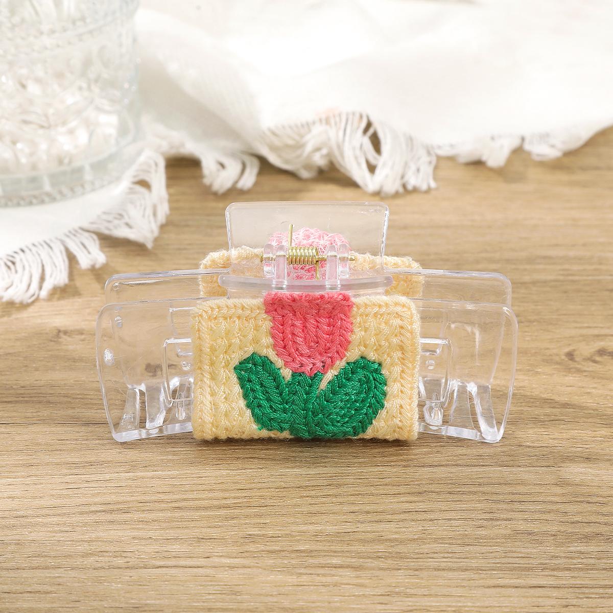 

Large Square Flower Hair Crab Hair Clip Korean Elegant Solid Color Hair Claws Women Barrettes Ponytail Clip Large Shark Clip