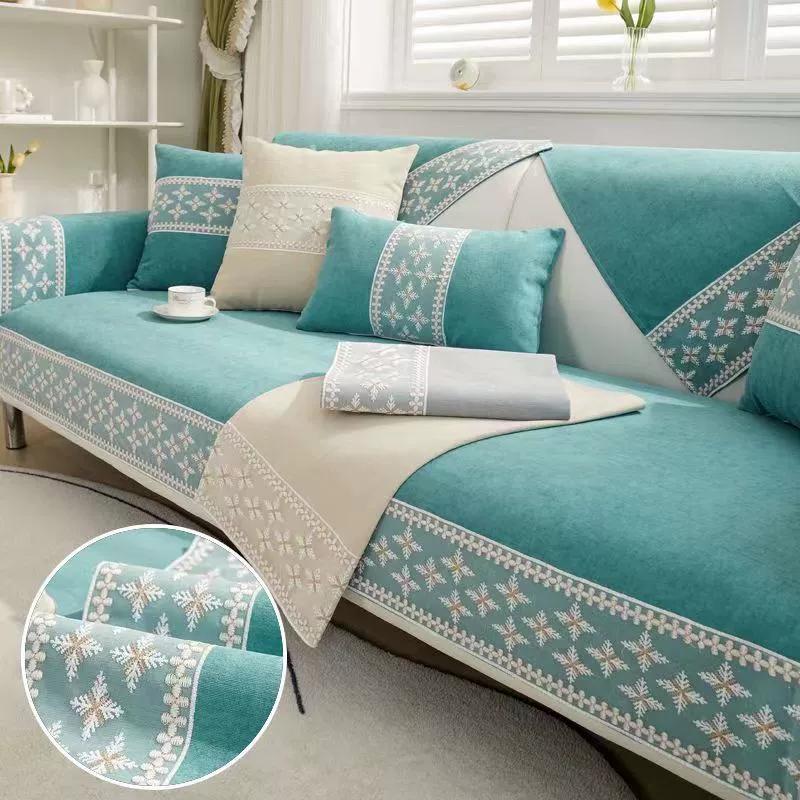 Home Dustproof Sofa Cushion Cover Fabric Light Luxury Four Seasons Universal Full Package Anti Slip Sofa Cover Minimalist Modern Leather Seat Cushion