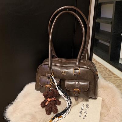 Retro Multi-Pocket Underarm Bag Women'S Fashion Bowling Bag Premium Shoulder Bag