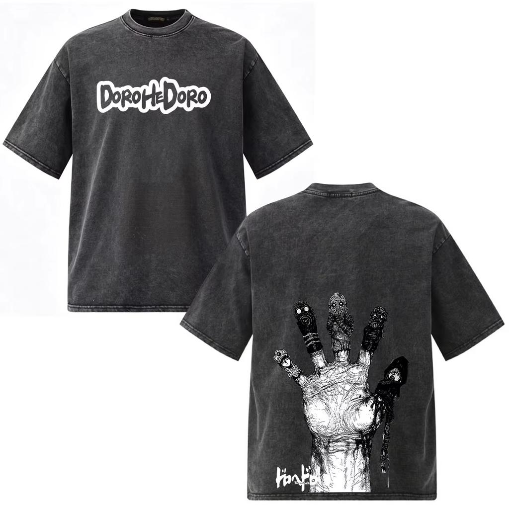 Camiseta Gráfica Lavada Vintage Anime Dorohedoro Kaiman Shin Ropa para Hombre y Mujer Moda Hip Hop Streetwear Top Y2K Gótico Algodón Camisetas Oversize